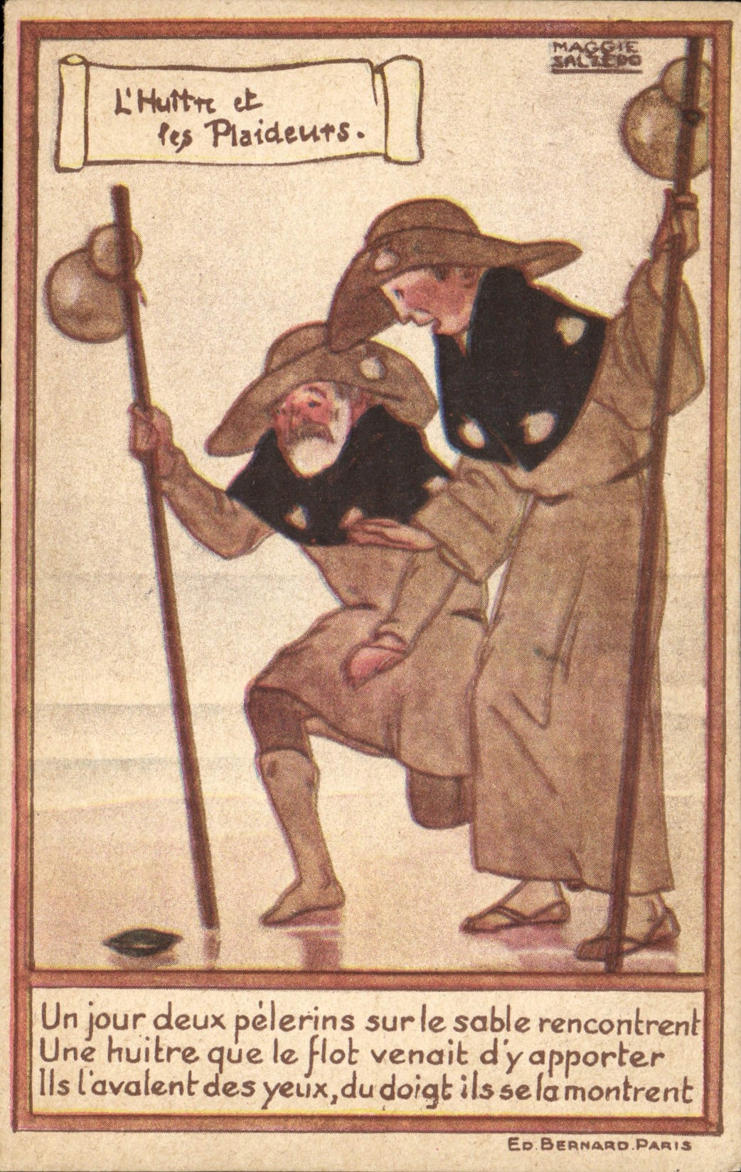 CPA Fantaisie Illustrateur L'huitre et les plaideurs Alcool de menthe de Ricqles