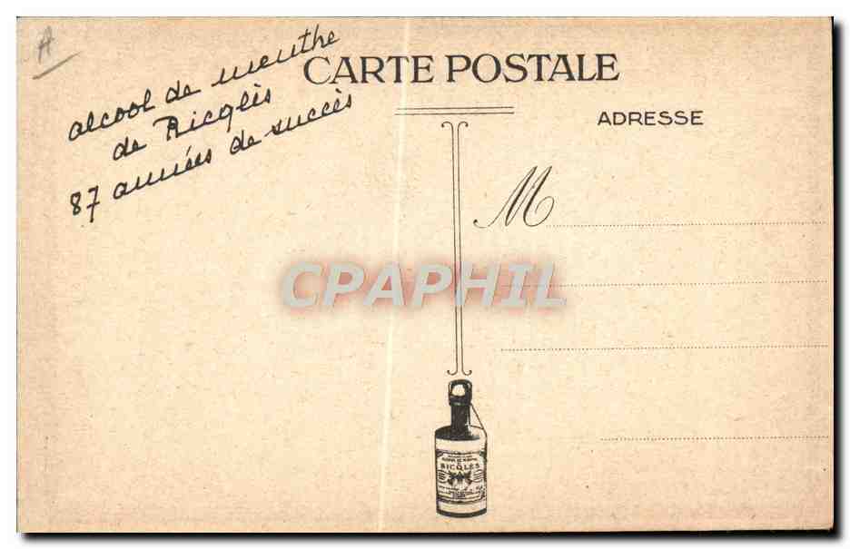 CPA Fantaisie Illustrateur L'huitre et les plaideurs Alcool de menthe de Ricqles — Rückseite