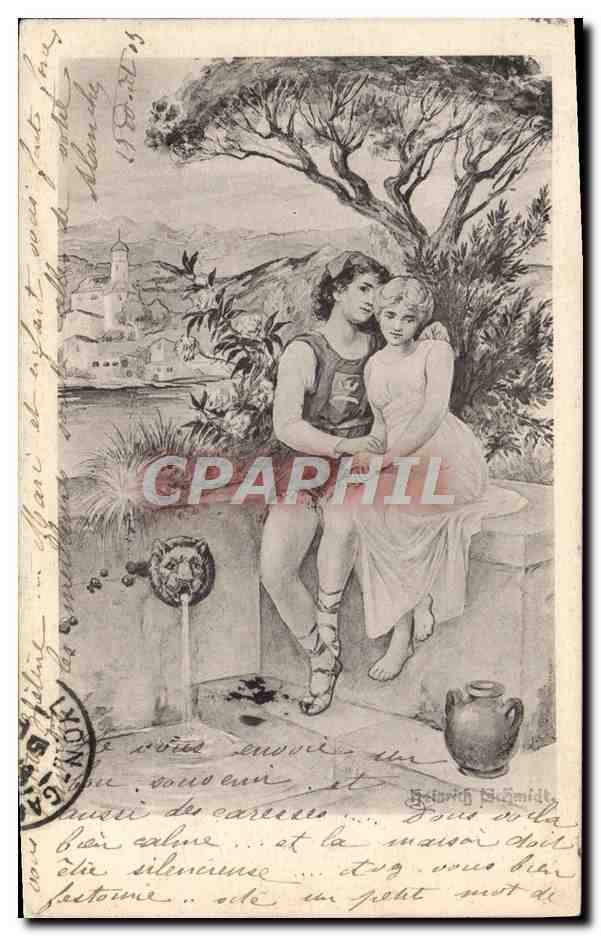 Deux amoureux sous un arbre — gravure de Gebirch Schmidt — série 137