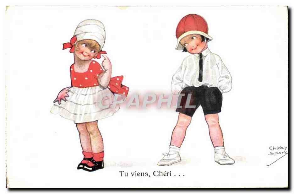 CPA Fantaisie Illustrateur Enfants Tu viens cheri