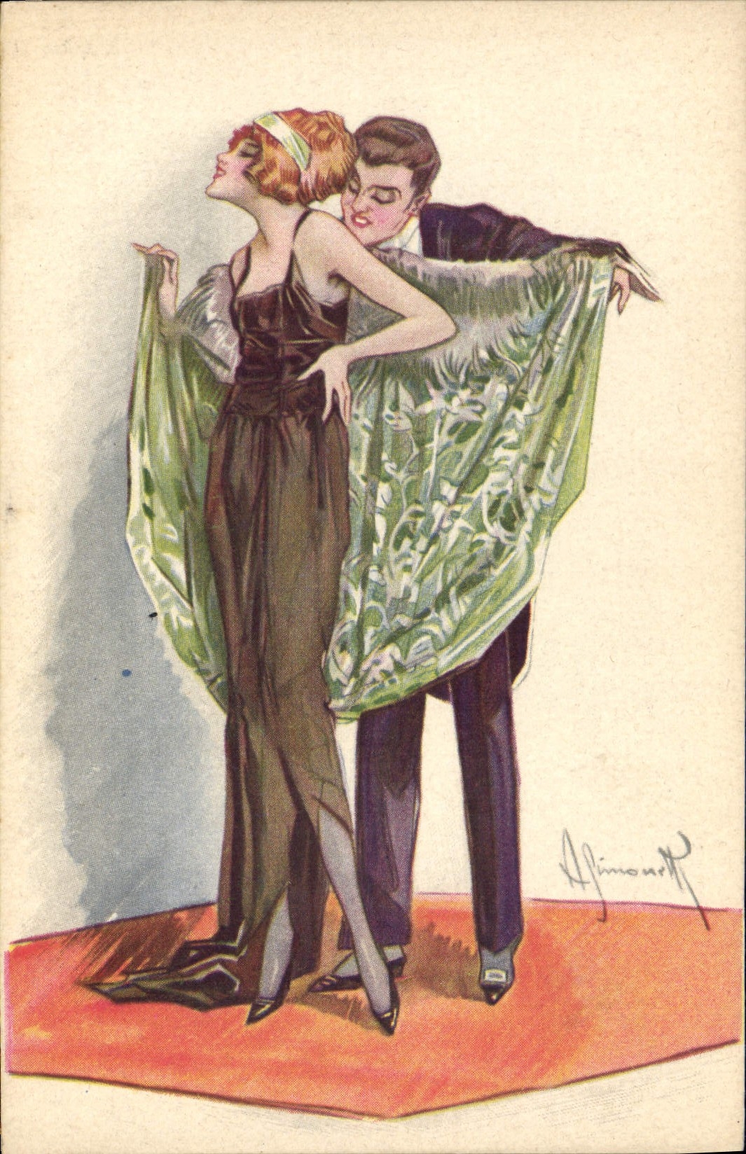 Couple dansant — style Art Déco — dessin d'Alimont
