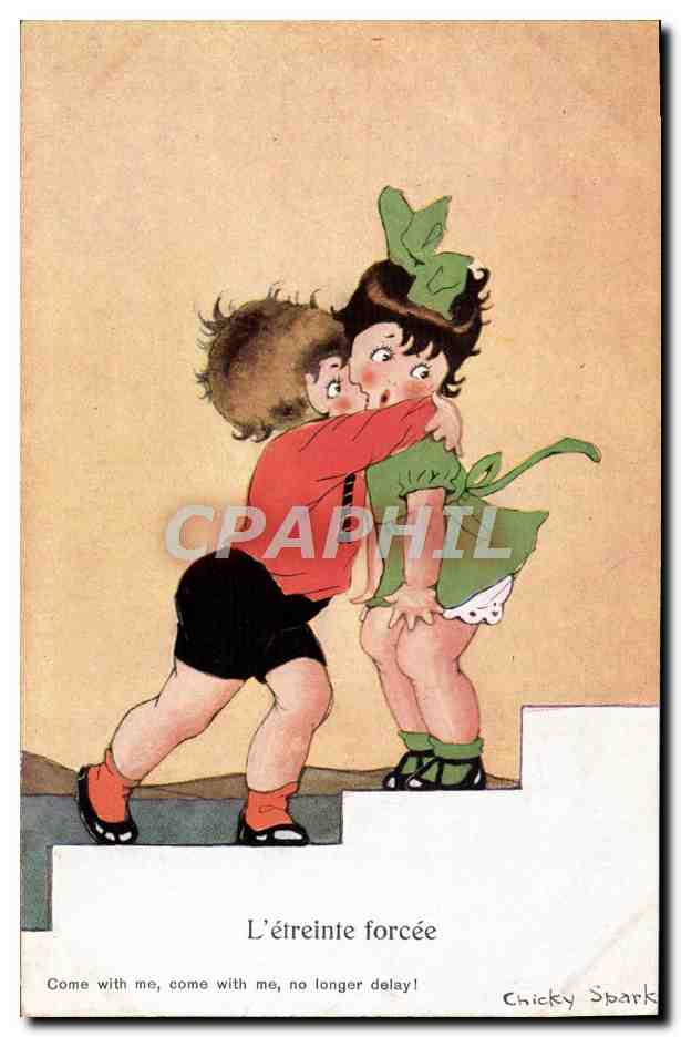 CPA Fantaisie Illustrateur Enfants L'etreinte forcee Chicky Spark