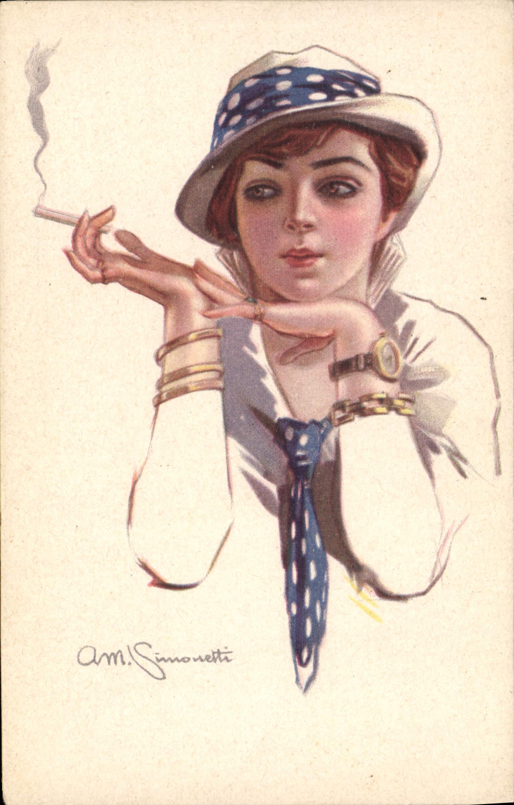 CPA Fantaisie Illustrateur Femme Cigarette Tabac 
