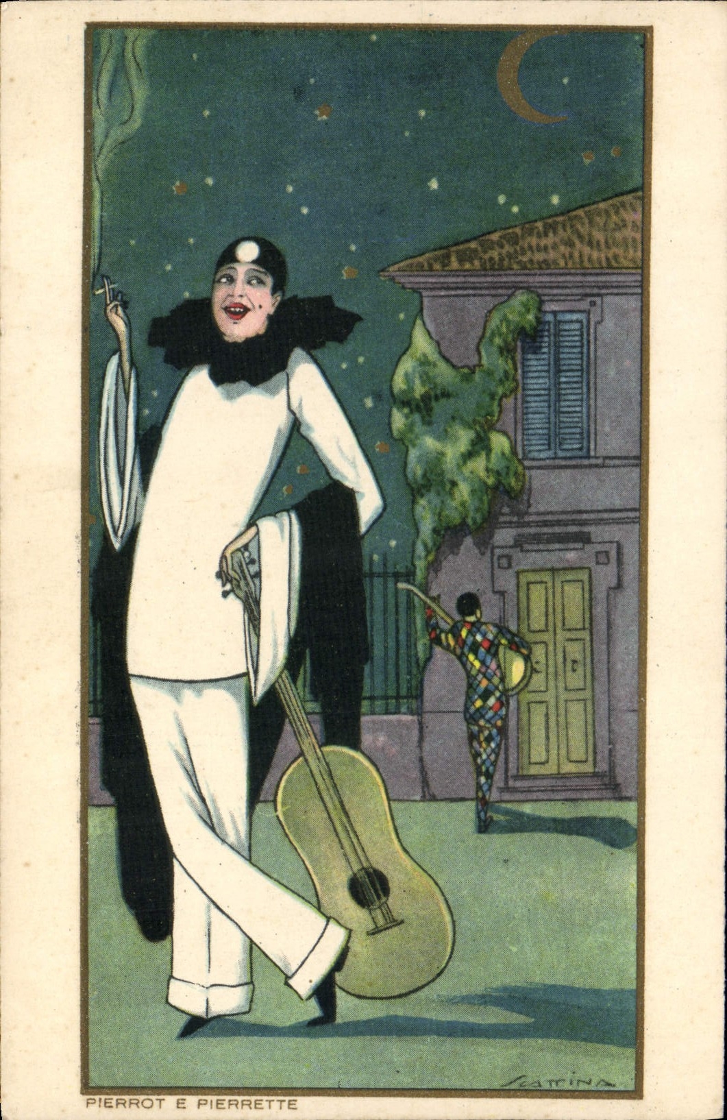 CPA Fantaisie Illustrateur Pierrot et Pierrette 