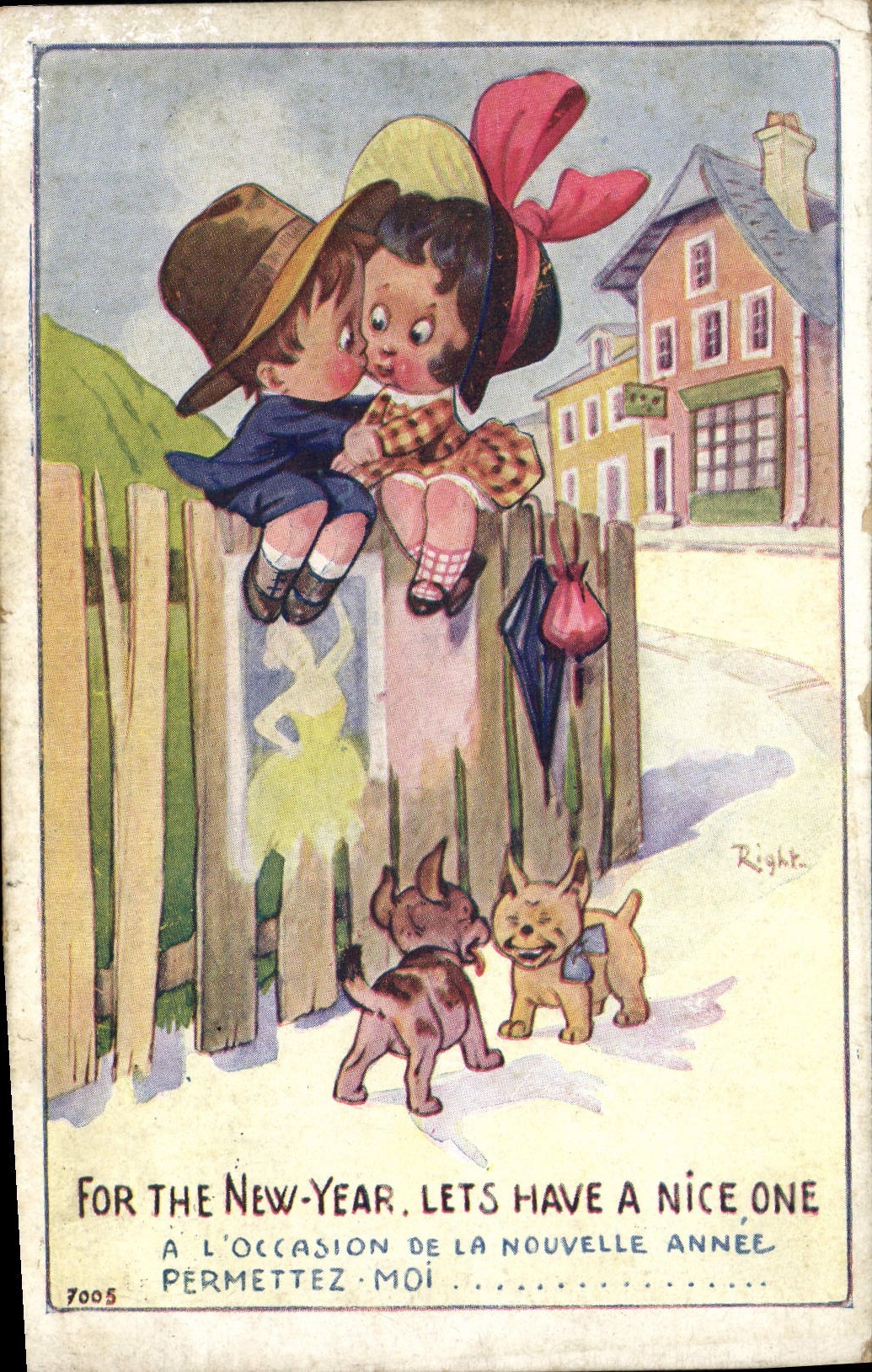 CPA Fantaisie Illustrateur Enfants Chien Chiens