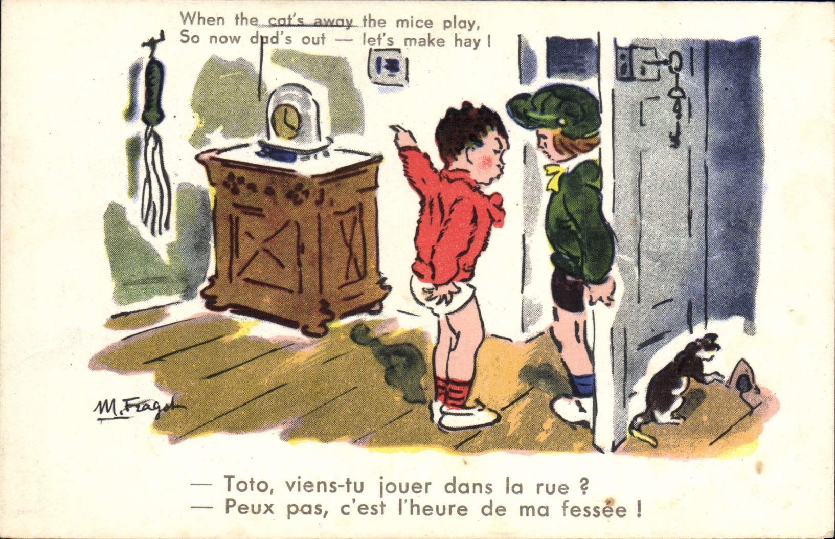 CPA Fantaisie Illustrateur Enfants Chat Souris 