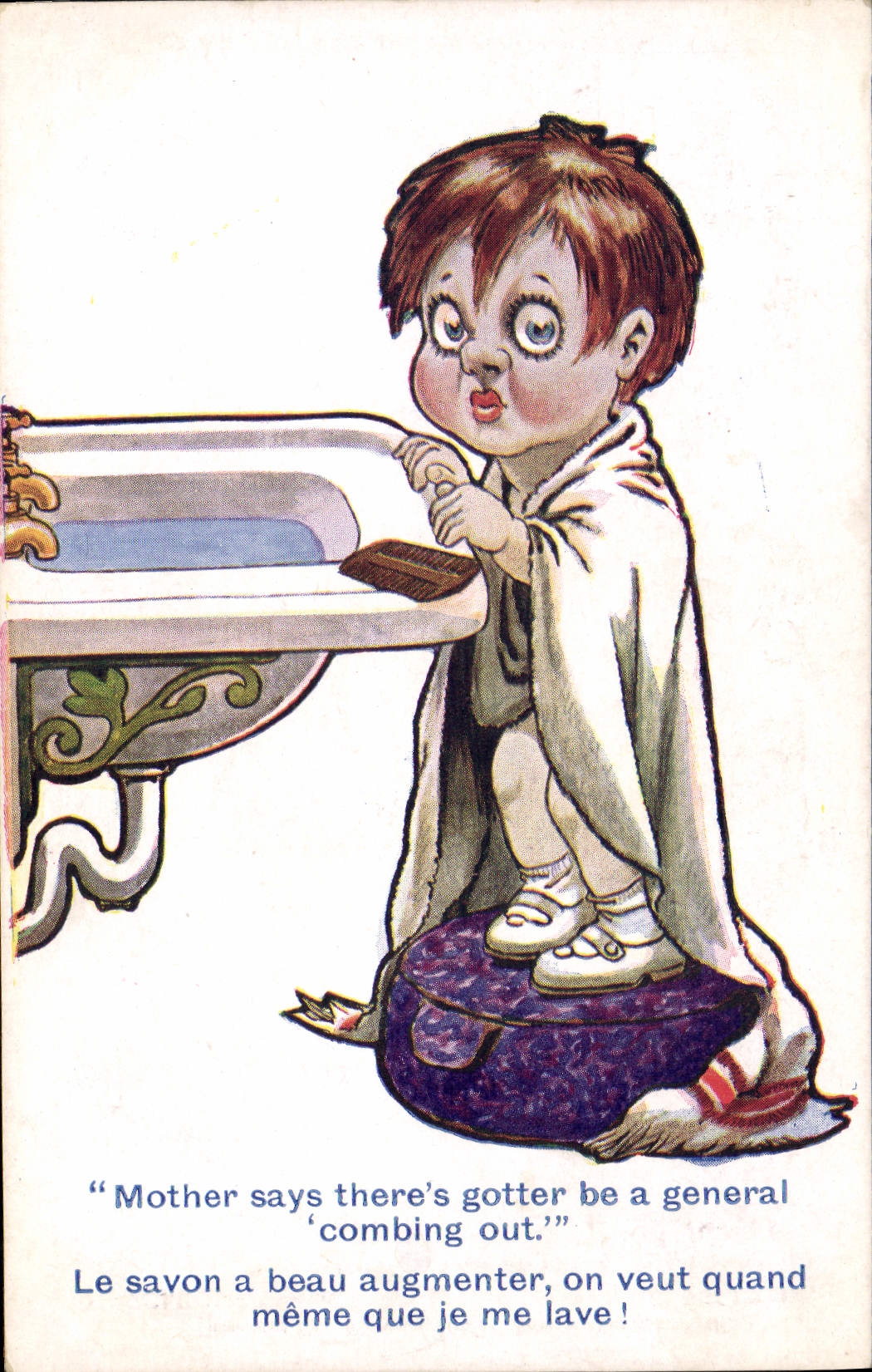 CPA Fantaisie Illustrateur Enfant Lavabo