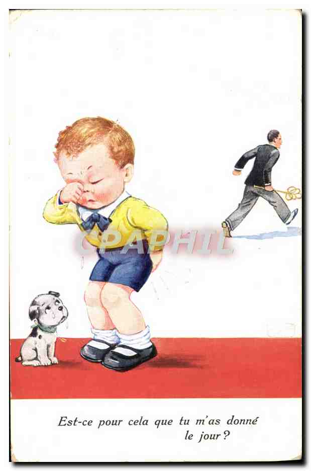 CPA Fantaisie Illustrateur Enfant Chien 