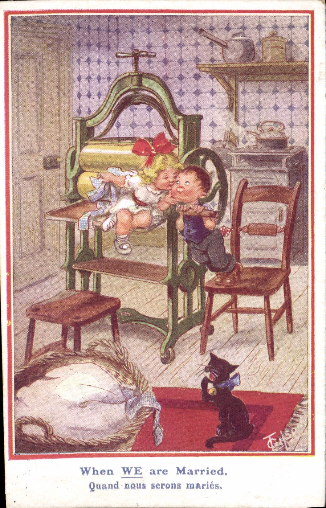 CPA Fantaisie Illustrateur Enfants Chat 