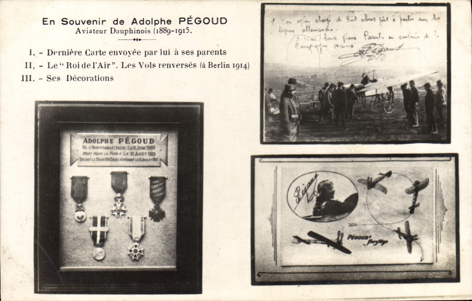 CPA Militaria Avion Aviation Adolphe Pegoud Aviateur dauphinois 