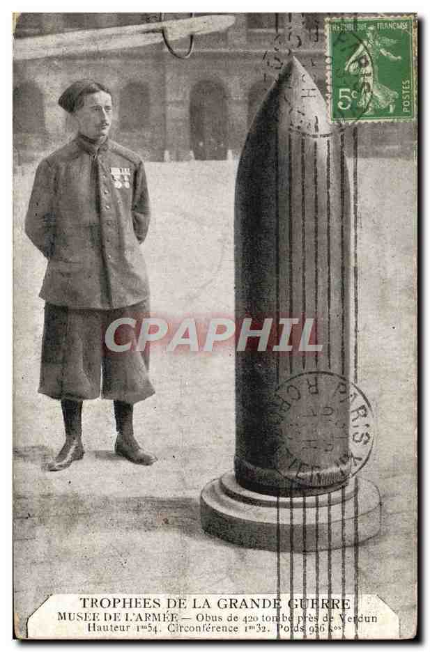 CPA Militaria Paris Musee de l'armee Obus de 420 tombe pres de Verdun 