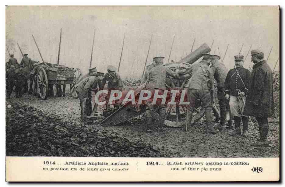 CPA Militaria Artillerie anglaise mettant en position un de leurs gros canons