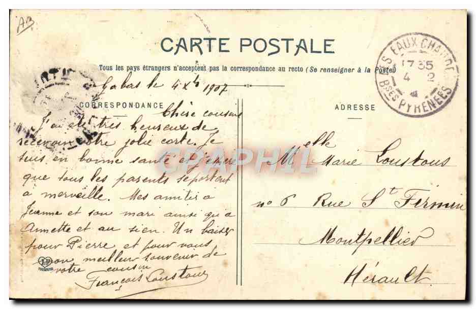 CPA Folklore Jeune femme Ossaloise — Verso