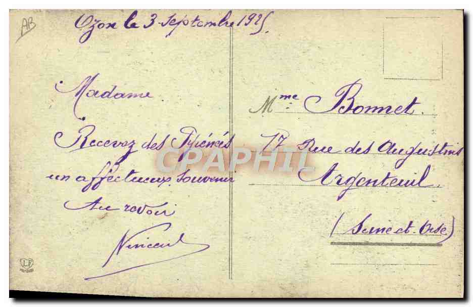 CPA Folklore Pyrenees Patre de montagne Moutons — Verso
