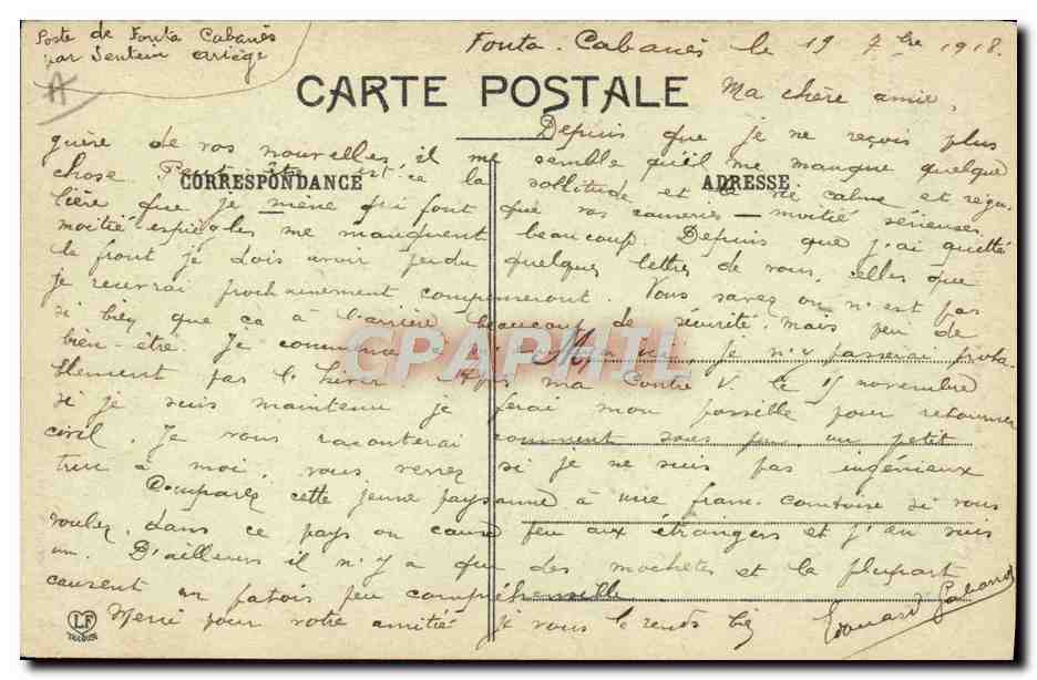 CPA Folklore Pyrenees Une Bethmalaise  — Verso