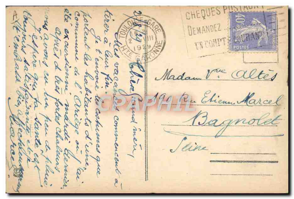 CPA Folklore Pyrenees Ariegeoises Un couple Bethmalais  — Verso