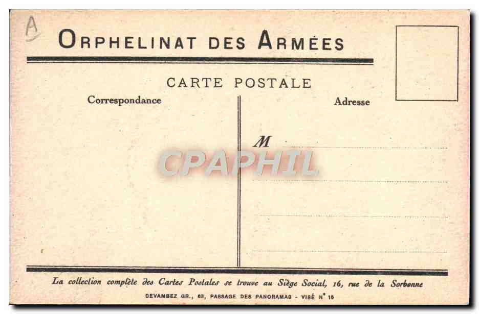 CPA Fantaisie Illustrateur Orphelinat des armees Enfants Chat — Rückseite