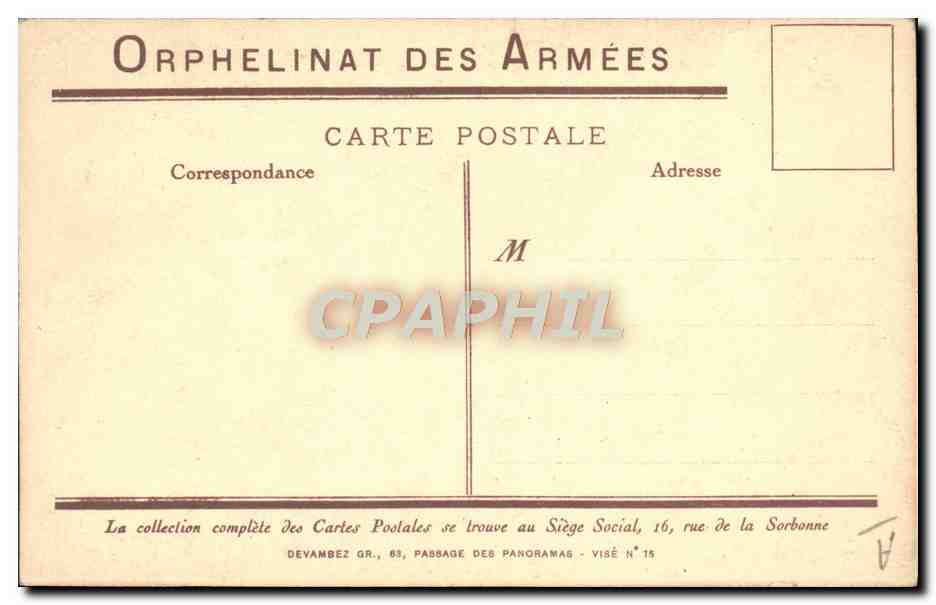 CPA Fantaisie Illustrateur Orphelinat des armees Enfants Chat — Rückseite