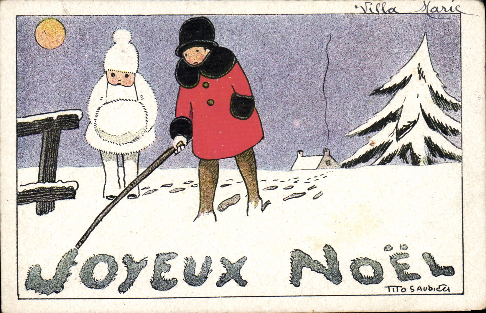 CPA Fantaisie Illustrateur Enfant Joyeux Noel