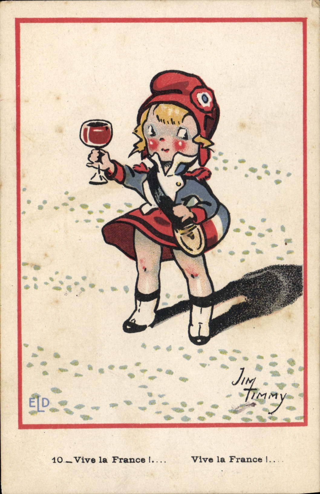CPA Fantaisie Illustrateur Enfant Jim Timmy Vive la France Marianne
