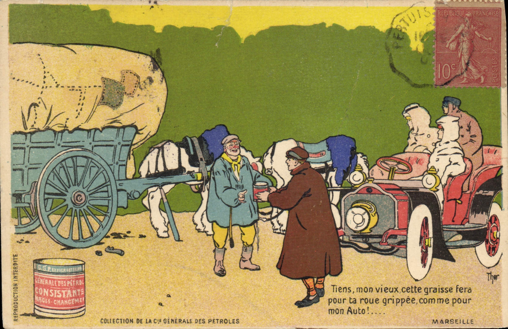 CPA Fantaisie Illustrateur Automobile Petroles