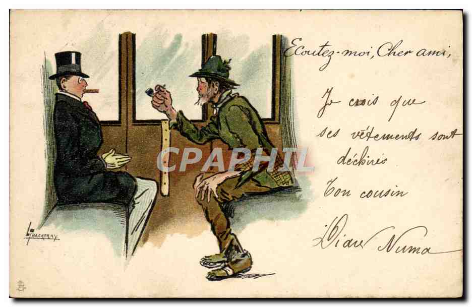 CPA Fantaisie Illustrateur Train Thackeray 