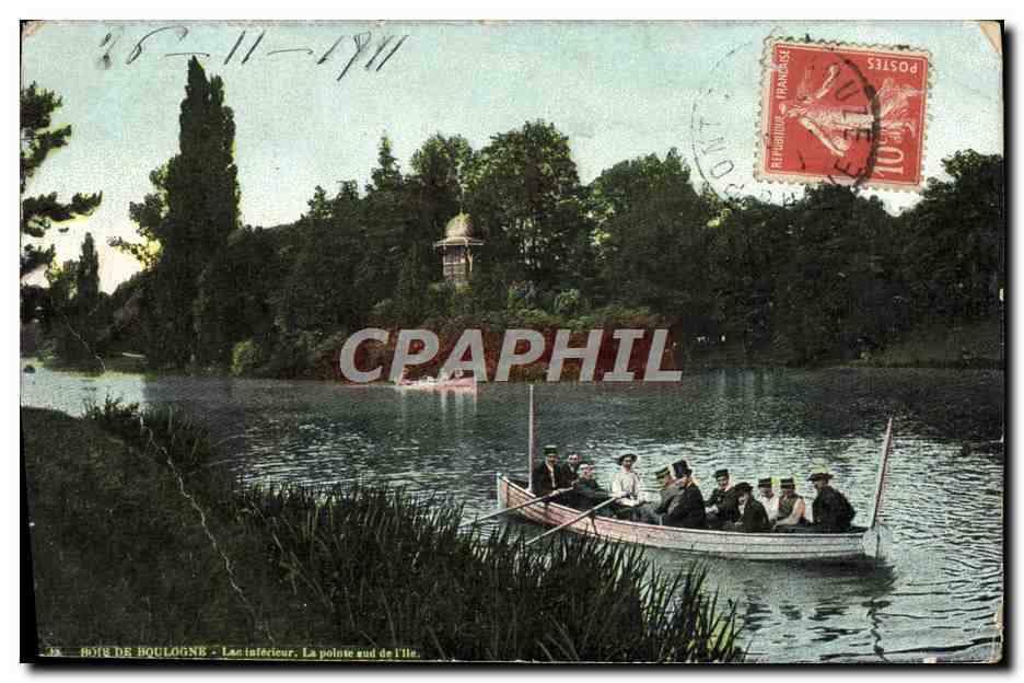 BOIS DE BOULOGNE - Lac inférieur. La pointe sud de l'île.