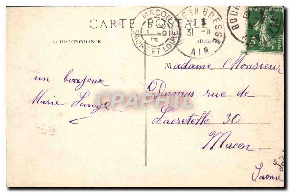 CPA Bourg Eglise de Brou — Verso