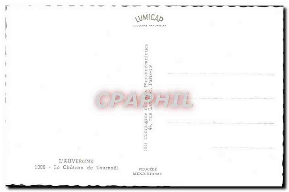 Le Château de Tournœil — Auvergne — Lumicad — Verso