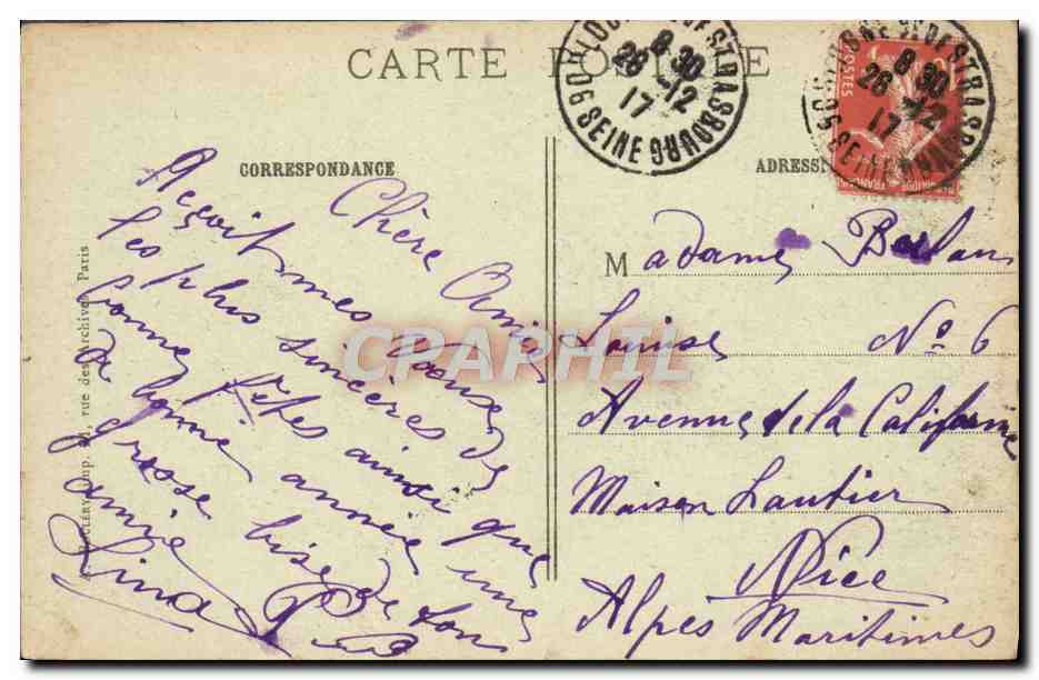 CPA Paris L'Eglise de la Madeleine — Verso