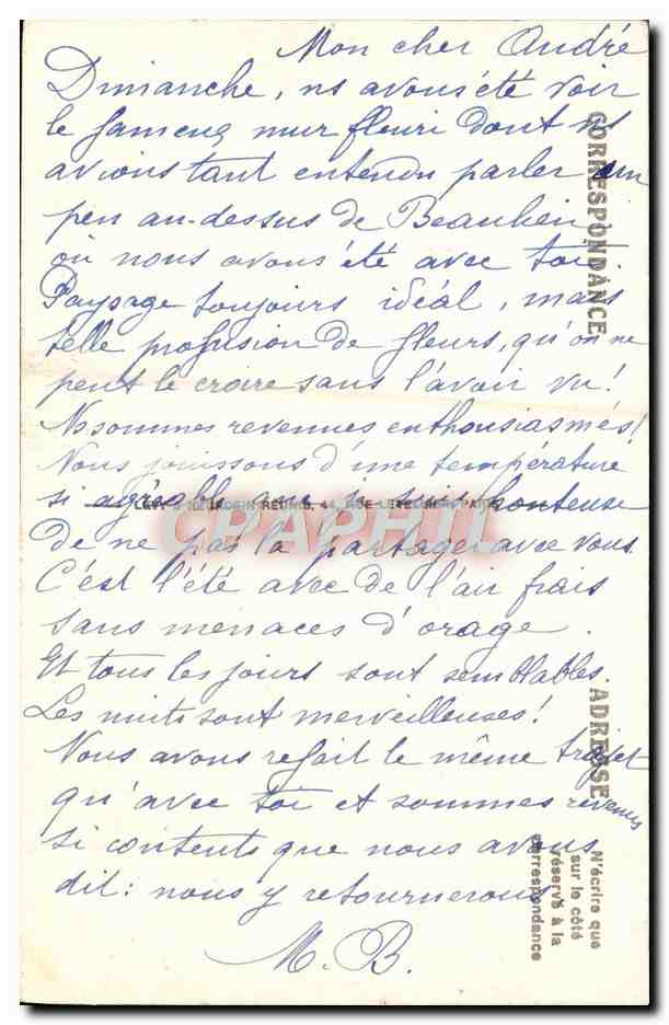 CPA Beauileu Le Boulevard Gordon Bennett — Rückseite