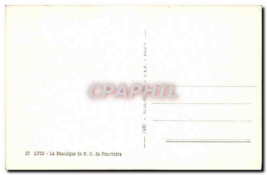Lyon - La Basilique Notre-Dame de Fourvière — éditeur CAP, n° 27 — Verso