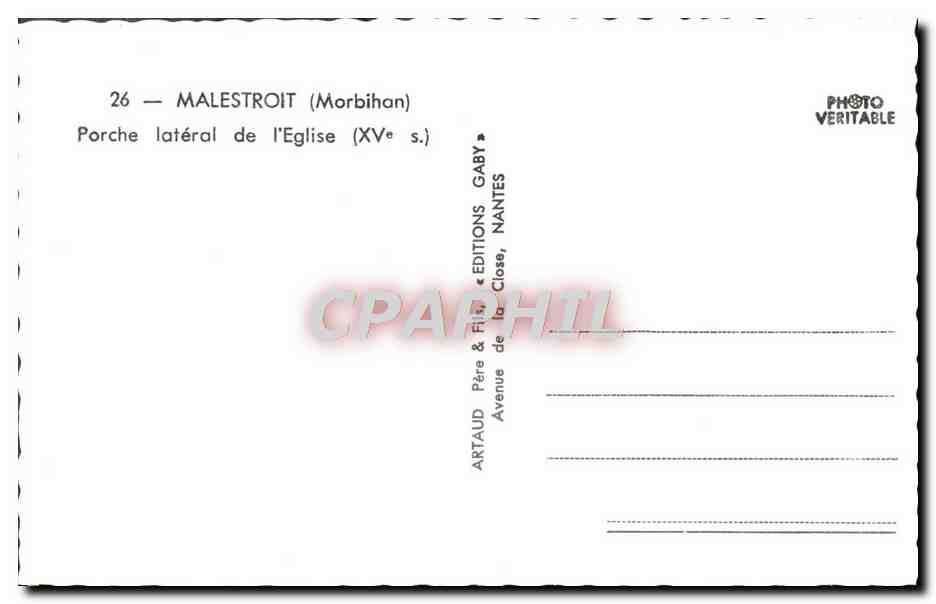 CPM Malestroit Porche lateral de L'Eglise — Rückseite