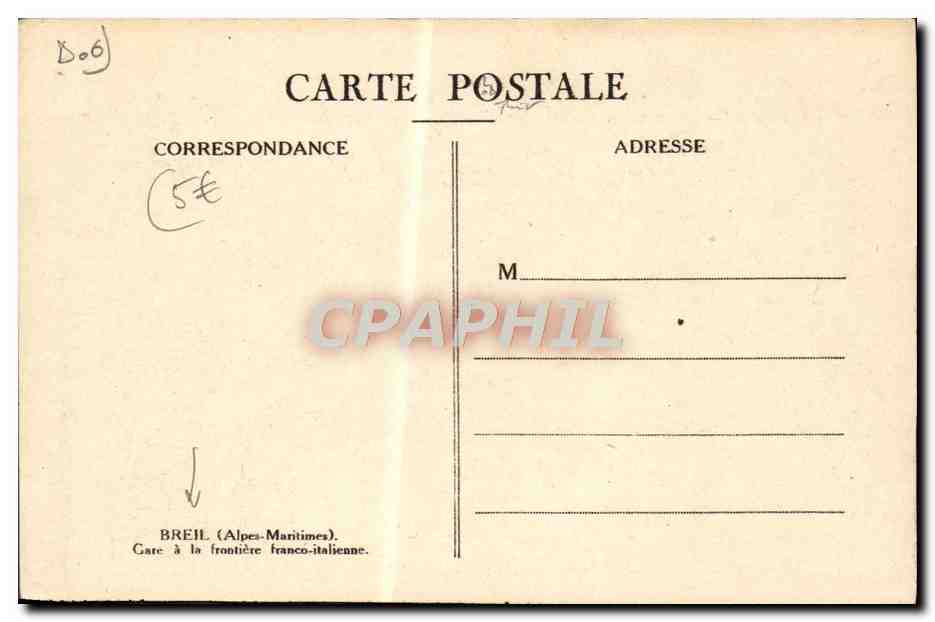 CPA Breil Gare a la frontiere Franci italienne — Rückseite