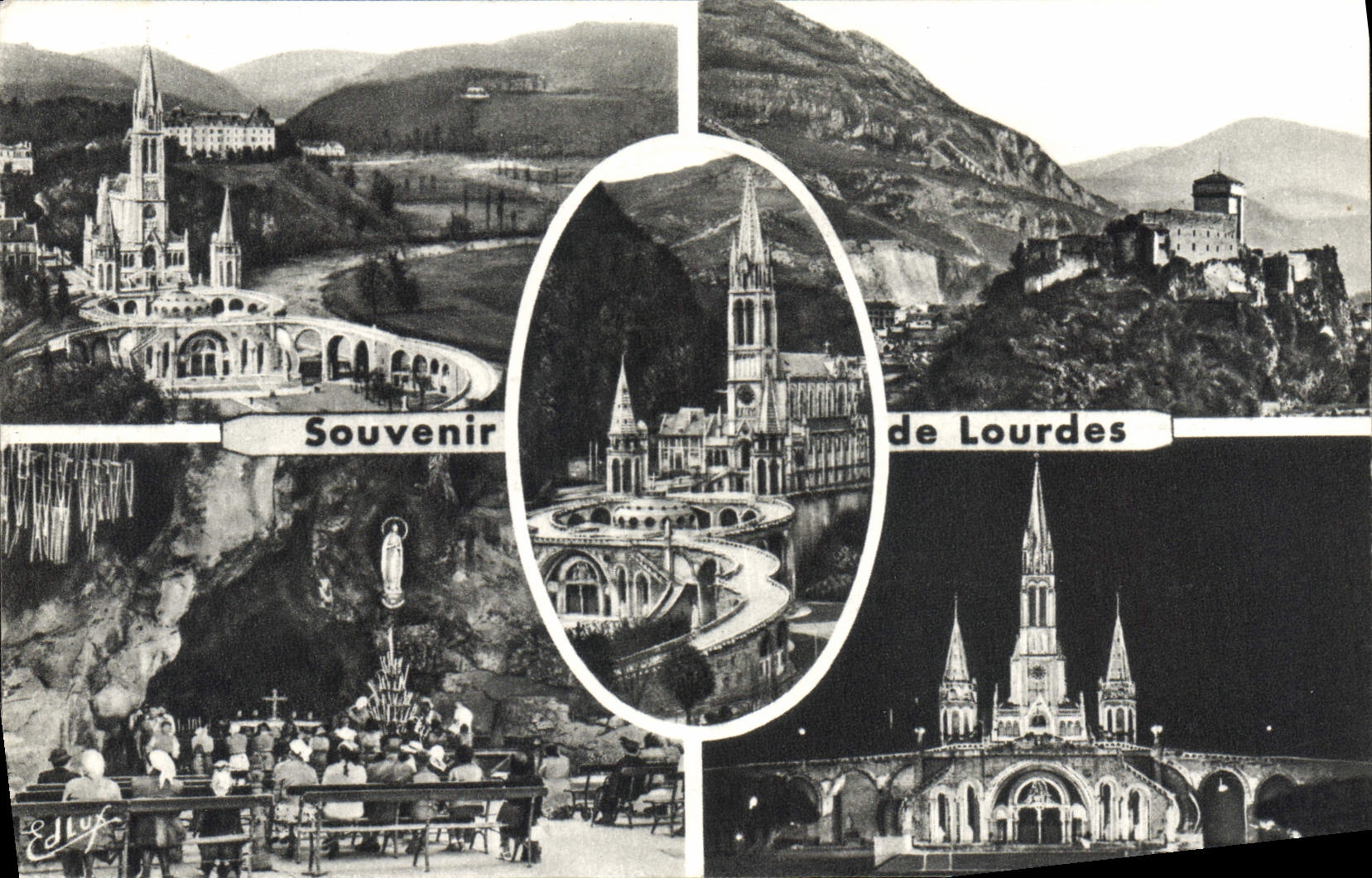 CPA Lourdes La Basilique le Chateau Fort et la grotte miraculeuse