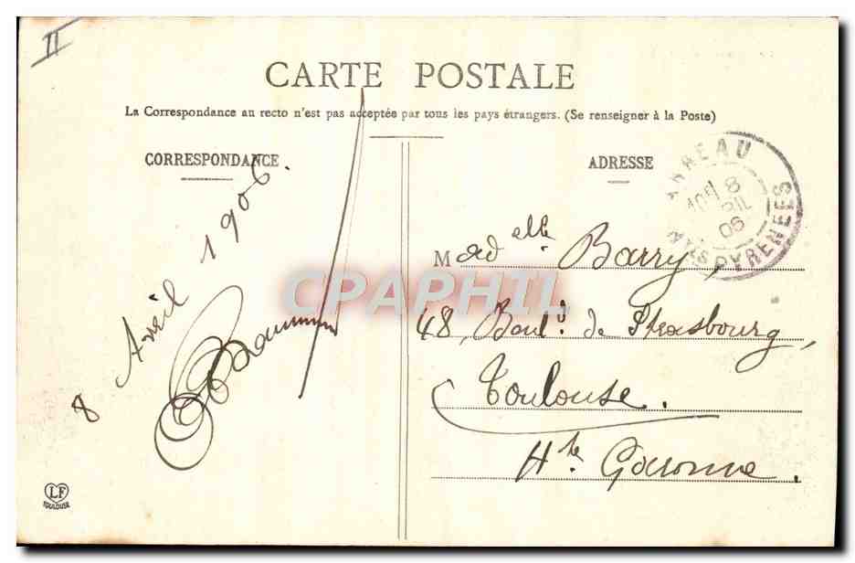 CPA Vallee D'Aure Ruinne De L'Ancienne Commanderie du templier et le Cambieil au Pla pres d'Aragnouet  — Rückseite