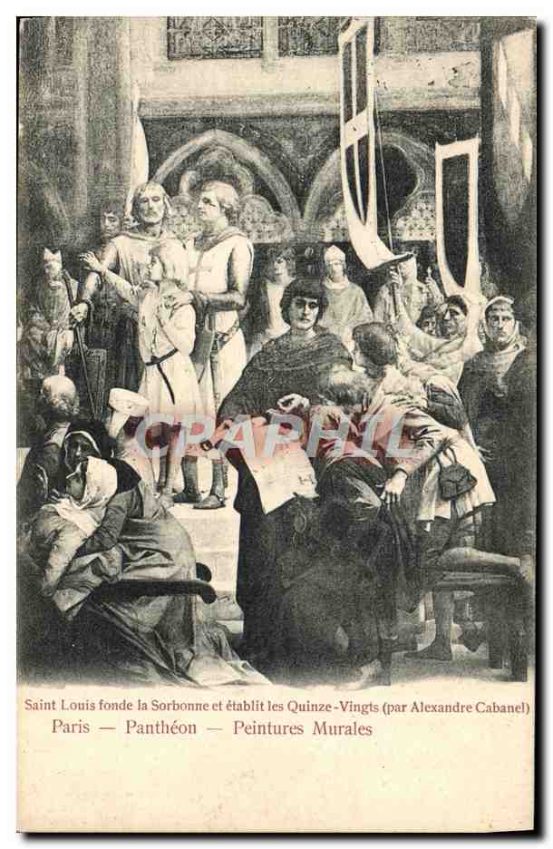 CPA Paris Pantheon Peintures Murales Saint louis fonde la Sorbonne Templier 