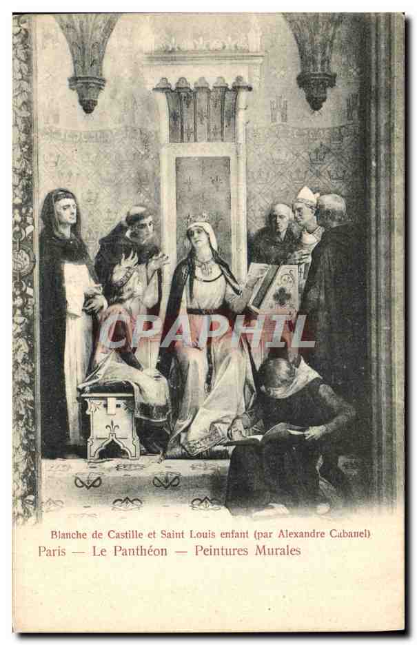 CPA Paris Pantheon Peintures Murales Blanche de Castille et Saint louis entrant Templier 
