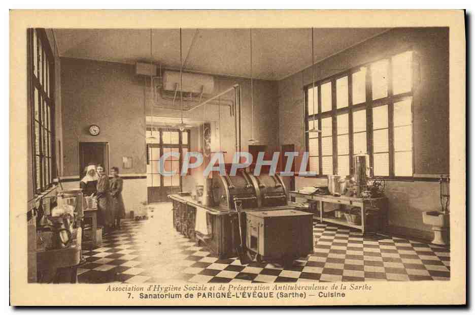 Sanatorium de Parigné-l'Évêque — Cuisine — Association d'Hygiène Sociale et de Prévention Antituberculeuse de la Sarthe