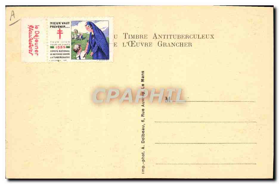 Sanatorium de Parigné-l'Évêque (Sarthe) — Cure du premier étage — Association d'Hygiène Sociale et de Préservation Antituberculeuse de la Sarthe — Rückseite