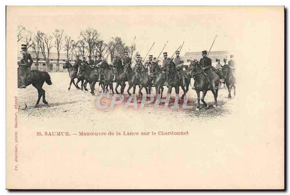 Saumur — Manoeuvre van de Lansen op het Chardonnet — Fr. Vosicker, foto. Saumur, ingeleverd