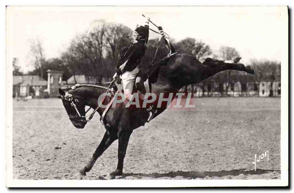 CPA Cheval Equitation Hippisme Saumur L'ecole de cavalerie Croupade 
