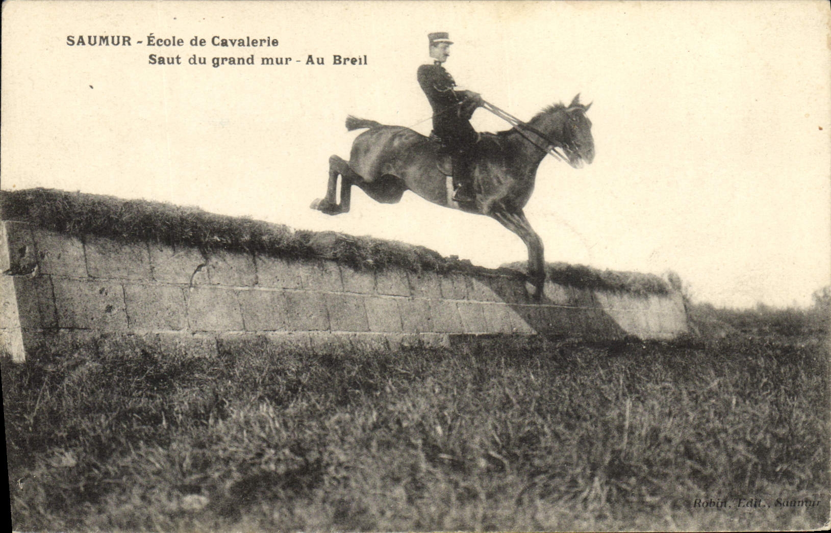 Saumur - École de Cavalerie - Saut du grand mur - Au Breil — Robit, Edit., Saumur