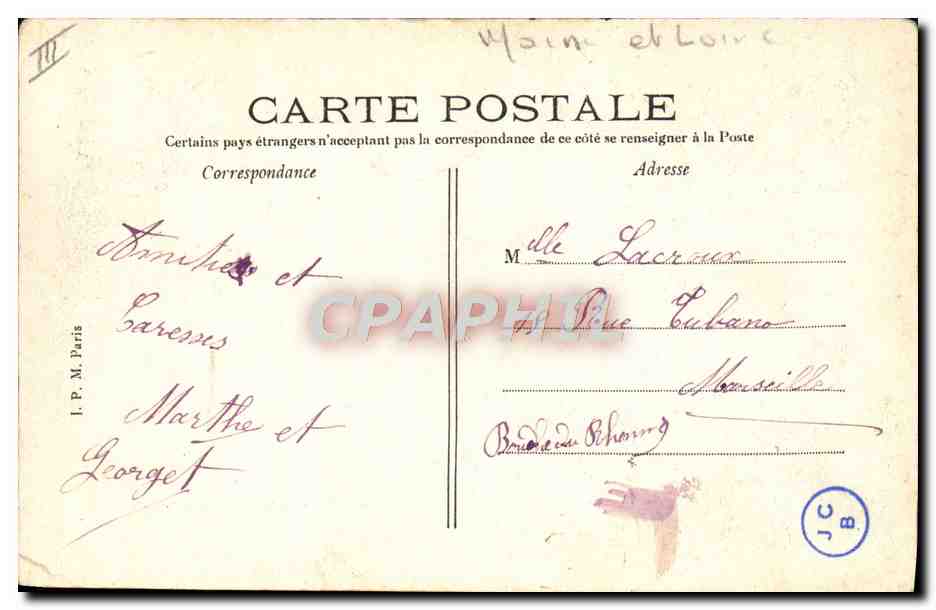 Saumur — Carrousel — Éditeur : V. Rache, Saumur, n° 154 — Verso
