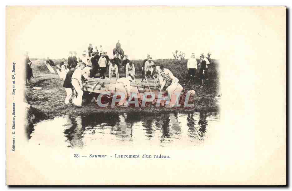 CPA Cheval Equitation Hippisme Saumur lancement d'un radeau 