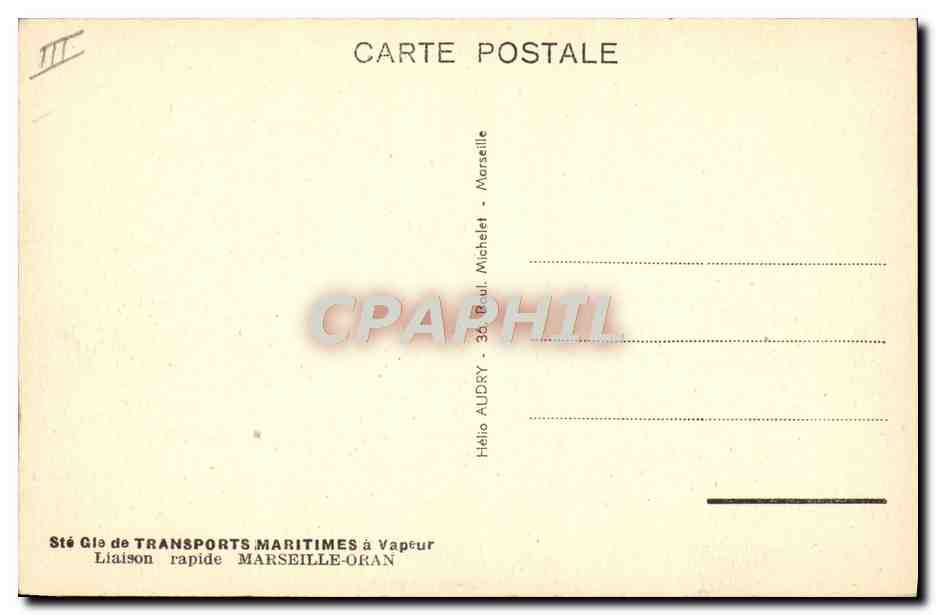 Paquebot "SIDI-BEL-ABBÉS" — S.G.T.M. — éditeur S.G.T.M. n° III — Achterkant
