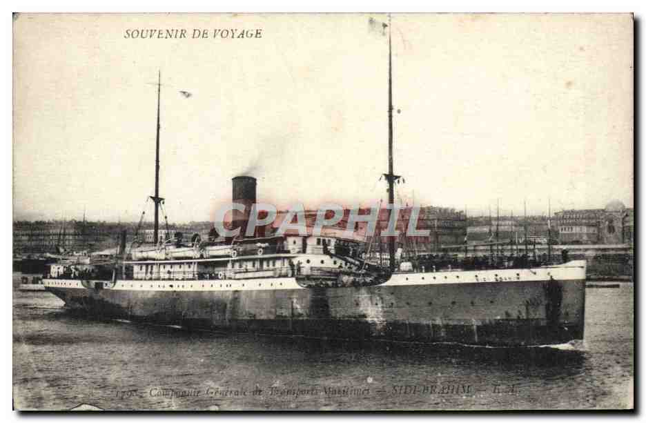 Navire à vapeur — Souvenir de voyage — Compagnie Générale de Transport Maritime — SIDI-BRÂHIM — R.M.