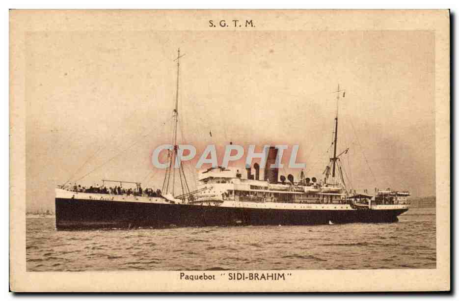 CPA Bateau Paquebot Sidi Brahim ligne hebdomadaire Marseille Alger 