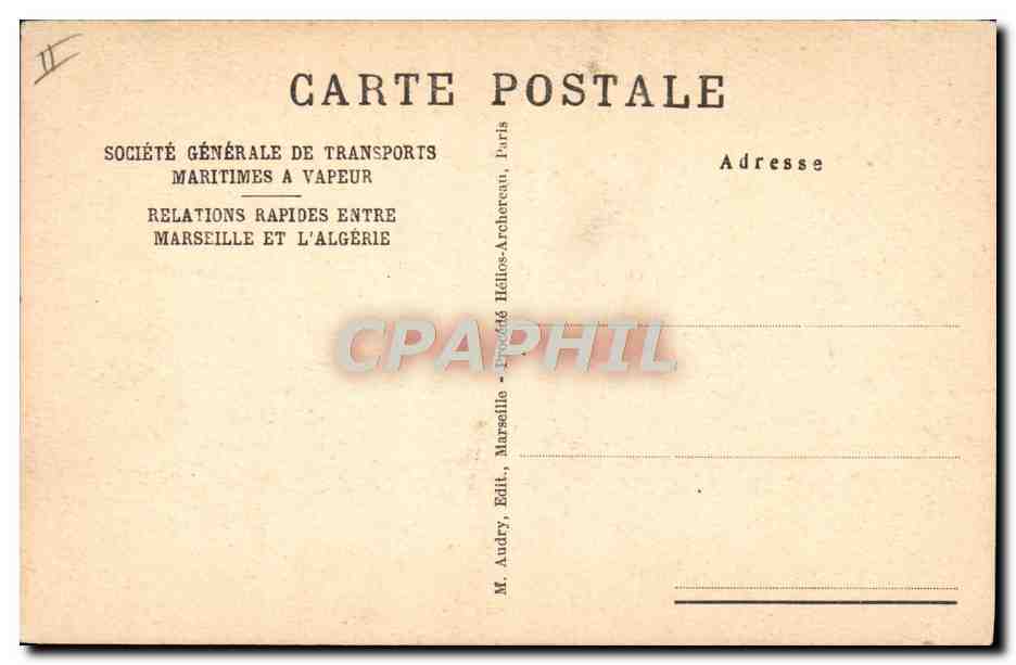 CPA Bateau Paquebot Sidi Brahim ligne hebdomadaire Marseille Alger  — Verso