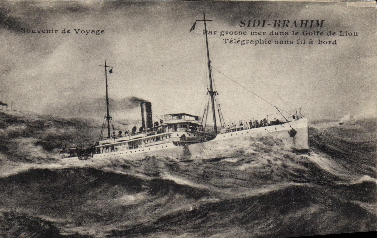 Sidi-Brahim — Navire en mer dans le Golfe de Lion — Souvenir de Voyage